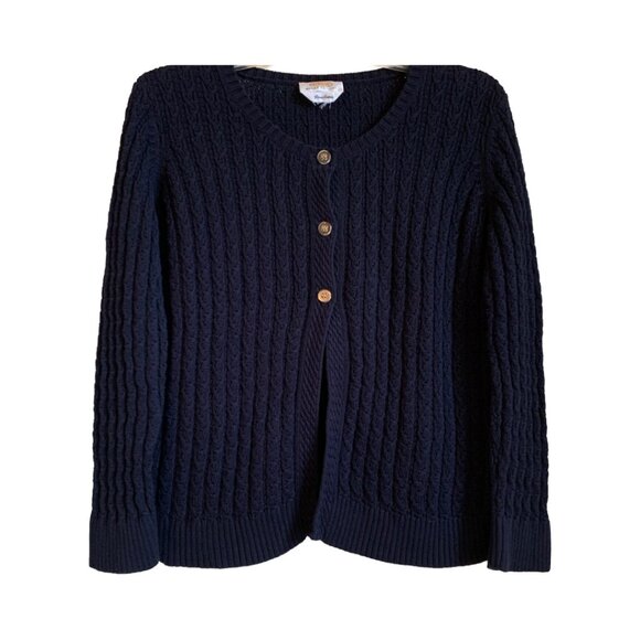 Talbots Sweaters - TALBOTS Womens' Vintage 90s Navy Blue 3 Button Cable Knit Cardigan Petite Large